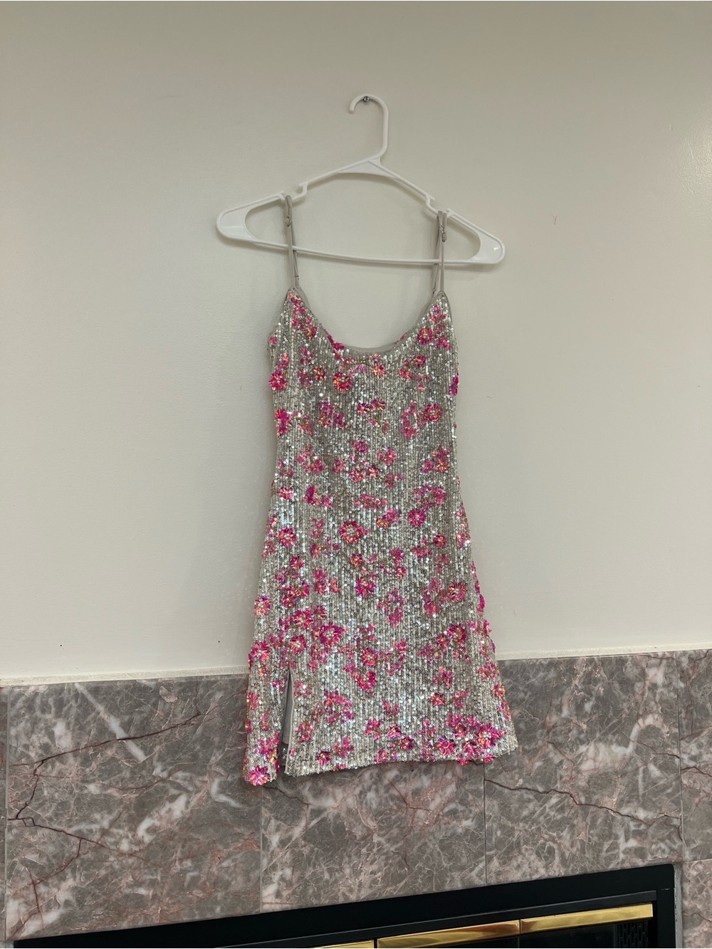 Lovers and Friends Maria Sequin Mini Dress in Silver And Pink | SIZE XS